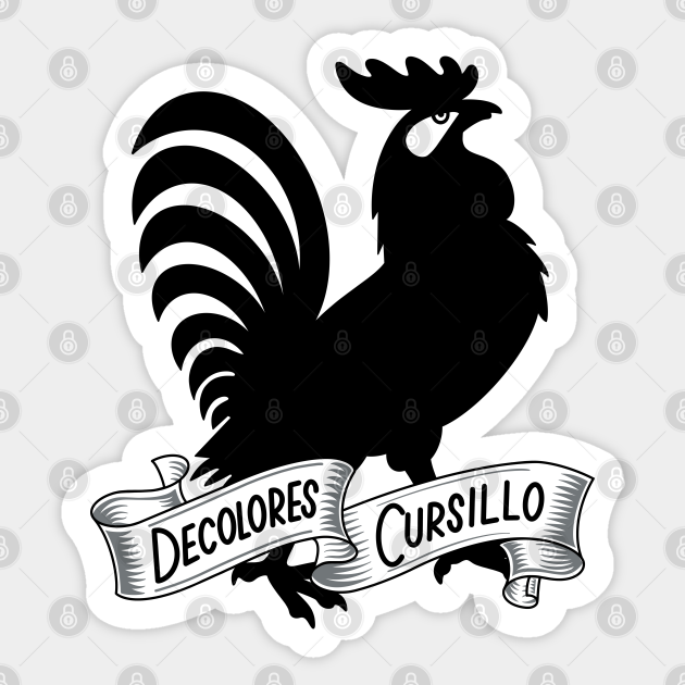 Decolores Cursillo Rooster With Banner Decolores Cursillo Sticker Teepublic 0406